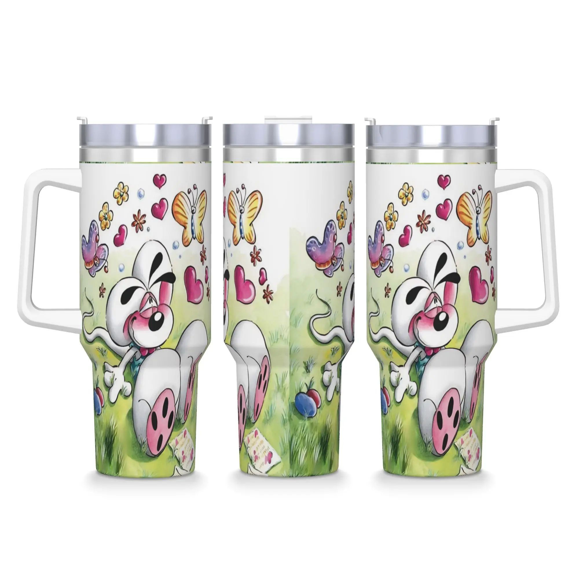 Cartoon D-Diddl Stainless Steel Tumbler  Camping Coffee Mug With Straws and Lid 40oz Car Mugs Hot Drinks Water Bottle