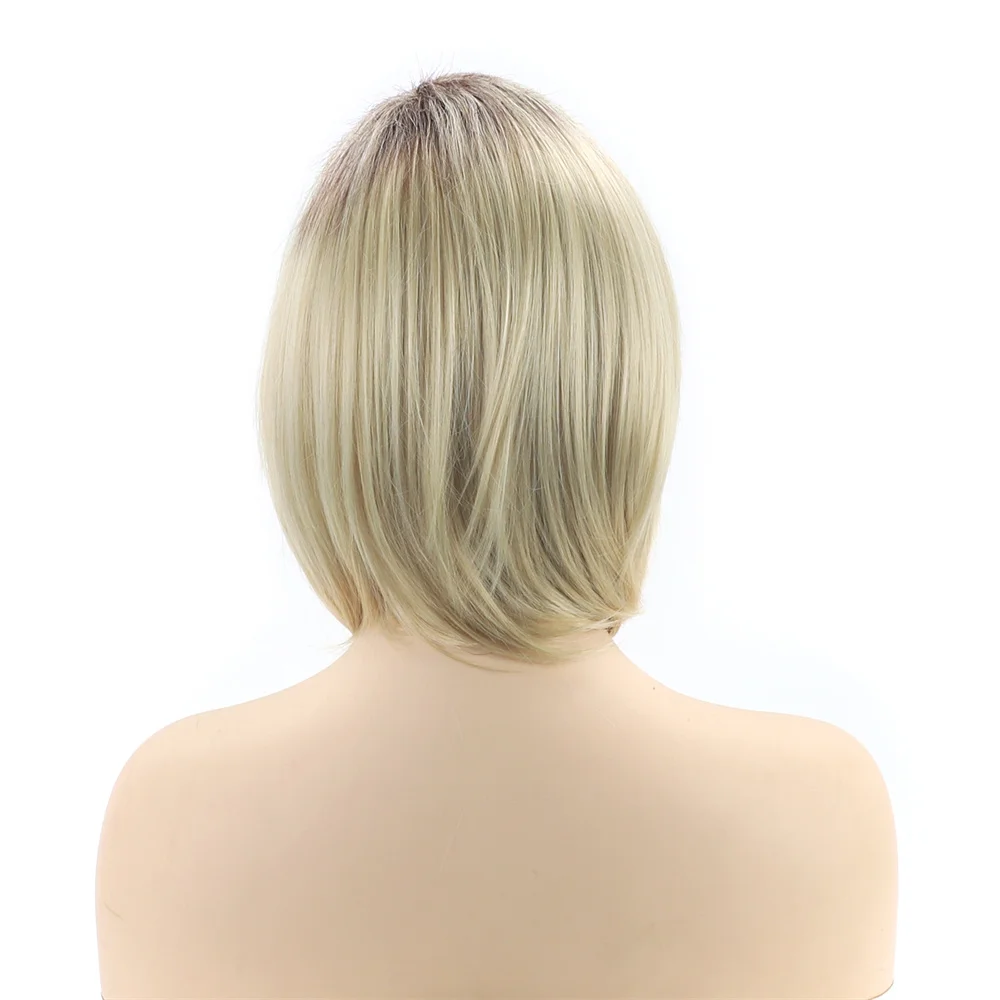 Short Bob Wigs Synthetic Women Fashion Natural Straight Hair Heat Resistant With Dyed Partial Hairstyle Daily Cosplay Use Wig