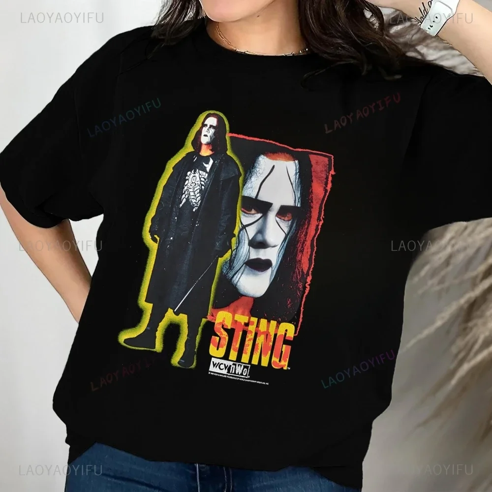 T-shirt moda retrò Wrestler Sting, T-shirt WCW NWO WWF Wrestling T-shirt in cotone unisex Harajuku di tendenza neutra