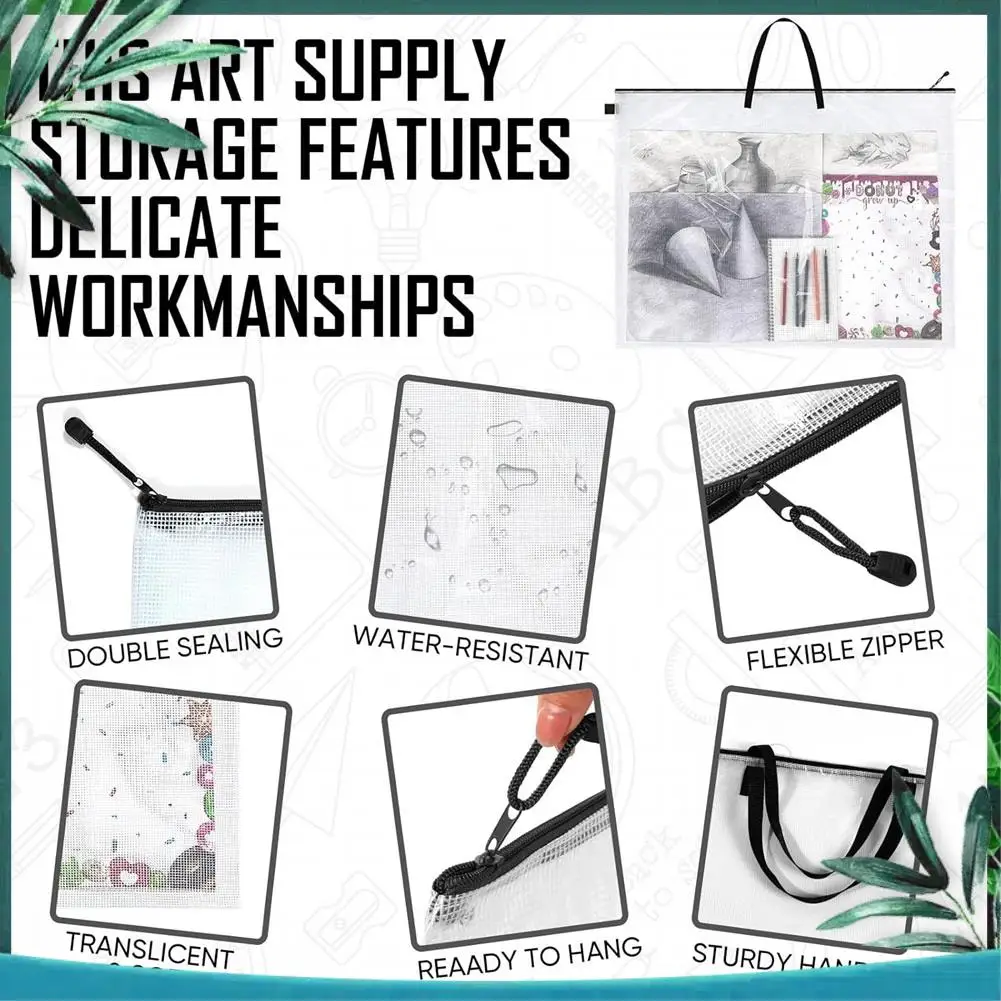 (NEW) 3 Pack Large Poster Storage Bag Bulletin Board Holder Art PVC Folder With Pocket Transparent Art Portfolio Organizer