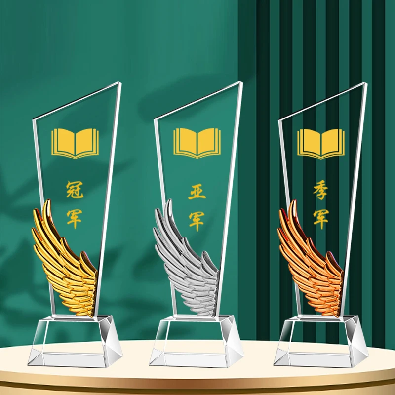 Customized Blank Crystal Trophy Souvenir Crafts Poetry Recitation Reading Star Family Teacher Children's Commemorative Award 1Pc
