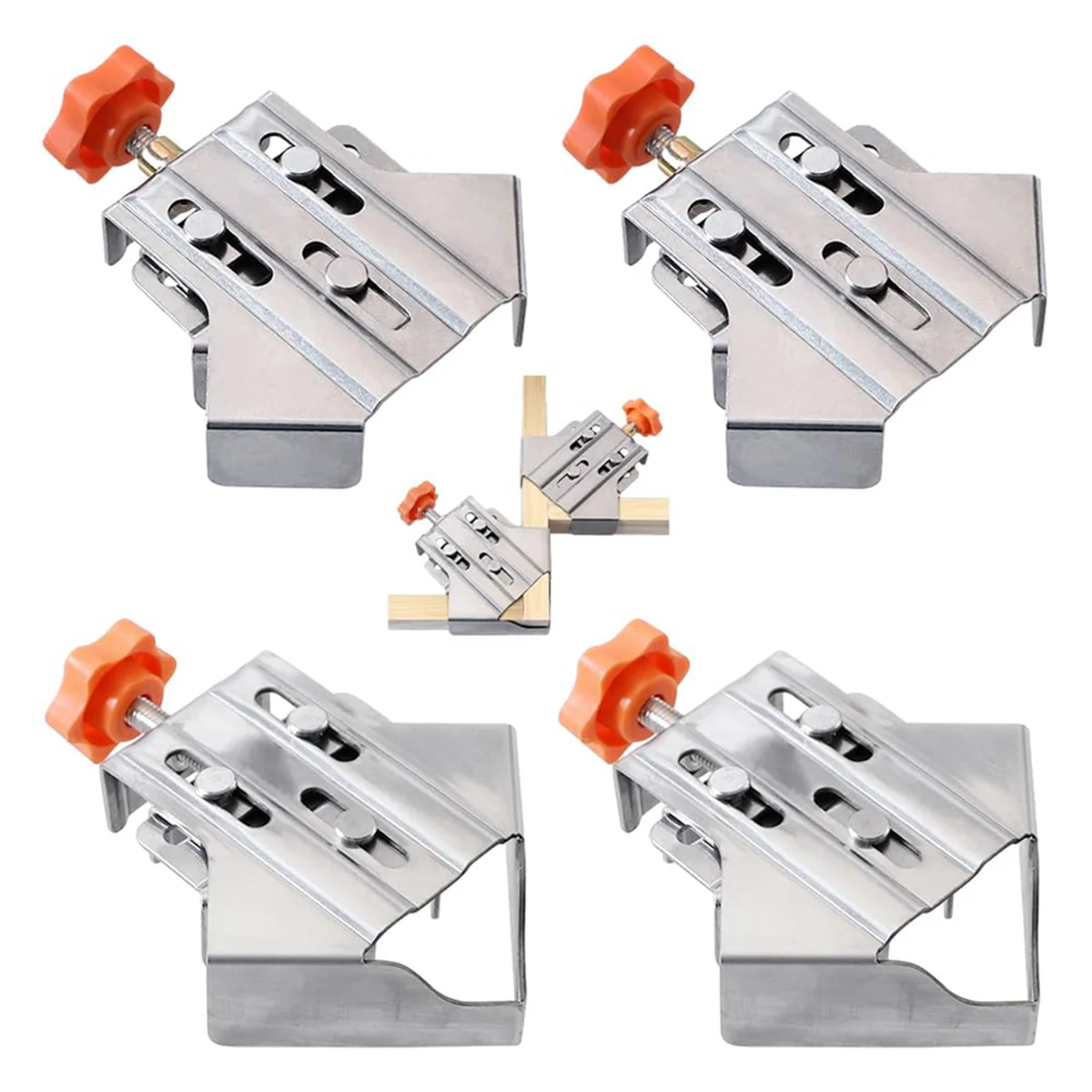 8pcs Multipurpose Stainless Steel 90 Degree Corner Clamp,Single Handle Adjustable Corner Clamping Tool for Woodworking