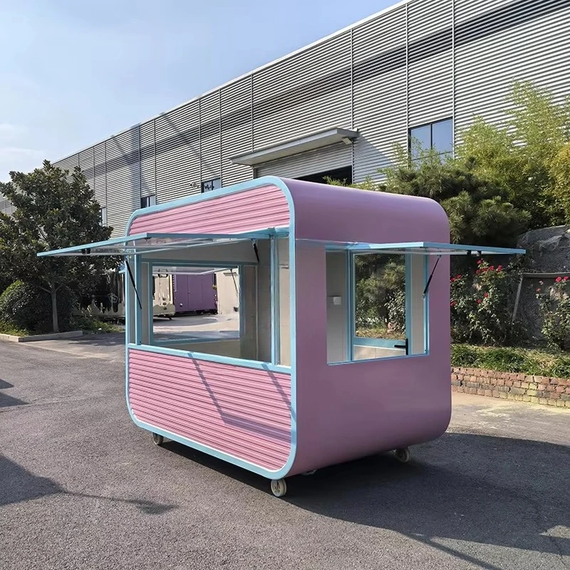 عربة آيس كريم جذابة ومتينة، شاحنة طعام مقطورة للوجبات السريعة مع معدات مطاعم المطبخ الكاملة