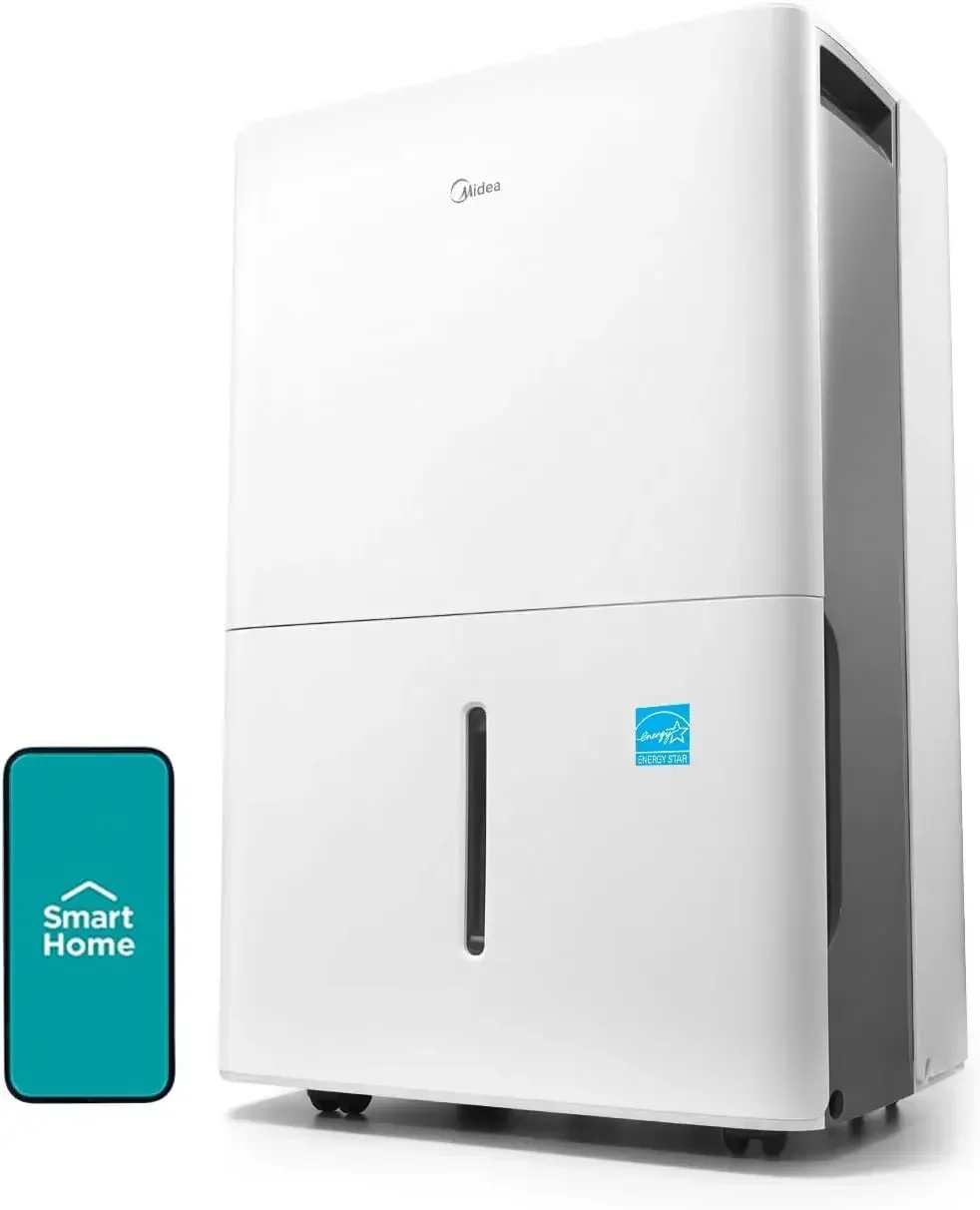 Midea 4.500 M2. Pie. Deshumidificador certificado Energy Star con bomba incluida de 50 pintas: ideal para sótanos, grande