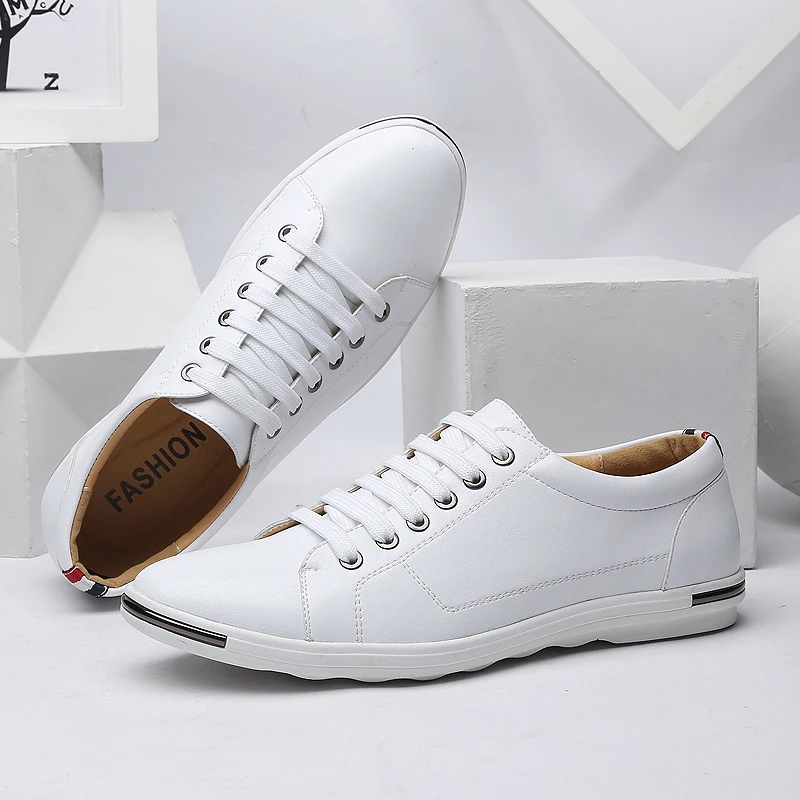 

Men Size38-48 Casual Breathable White Sneaker Leather Driving Walking Shoes for Male Skate Comfortable Stylish for Everyday Wear