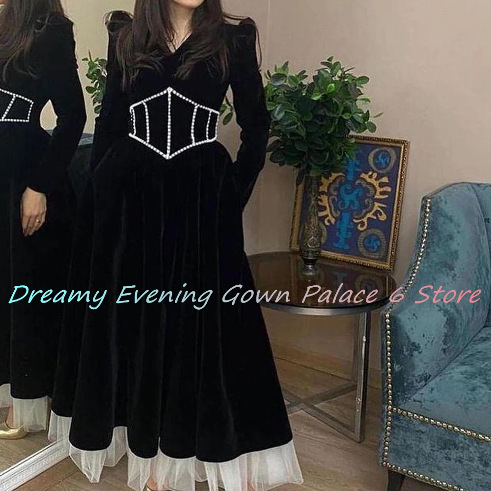 Vestido de noite de pérolas de organza de luxo personalizado de alta qualidade até o chão mangas compridas плаloqе huma haleч versaе tamanho personalizado