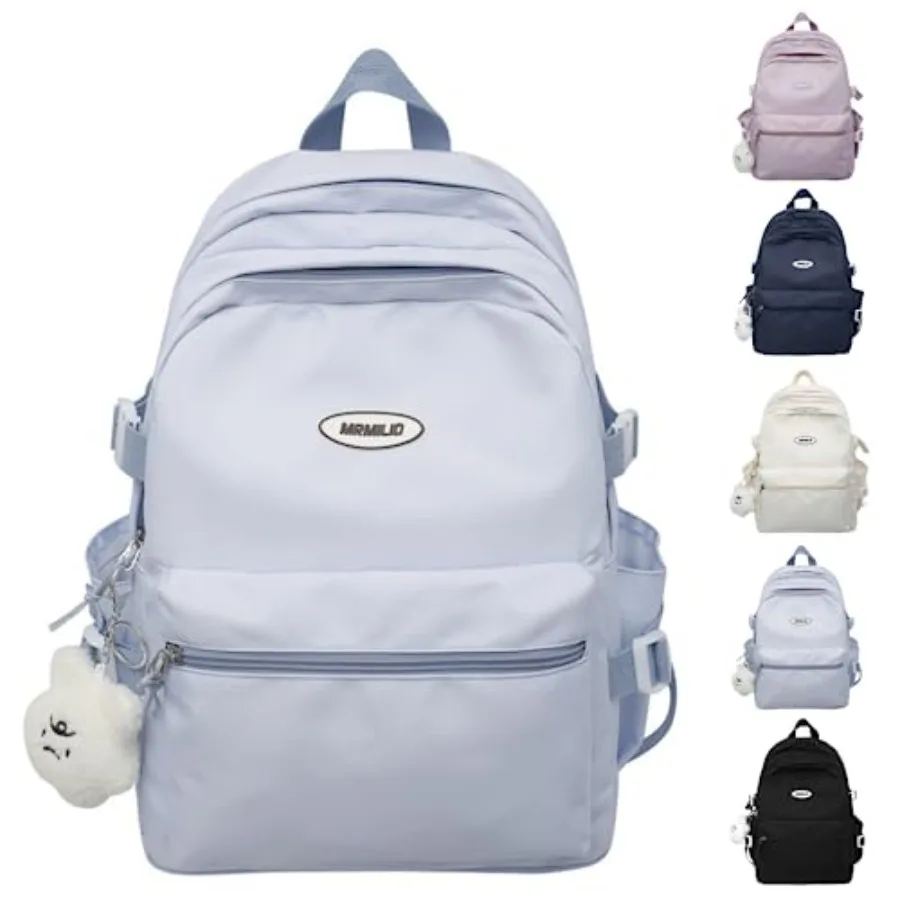 

Kawaii Backpack with Cute Accessories Casual Aesthetic Daypack Simple Laptop Bag Waterproof Travel Rucksack for Women