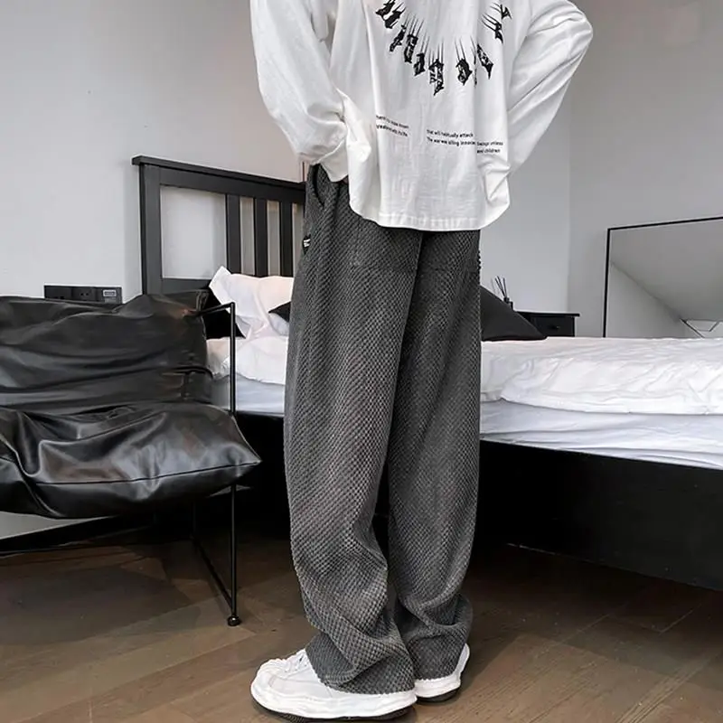 

Мужские вельветовые брюки на флисовой подкладке, прямые, свободного кроя, повседневные, в стиле Харадзюку, из полиэстера, осенняя мода