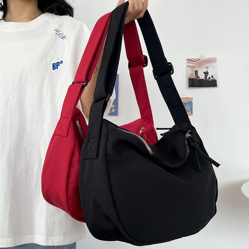 

Pure Color Big Crossbody Bags For Women New 2023 Summer Fashion Student Shoulder Bags Collage Student Hobos Book Bag Handbags