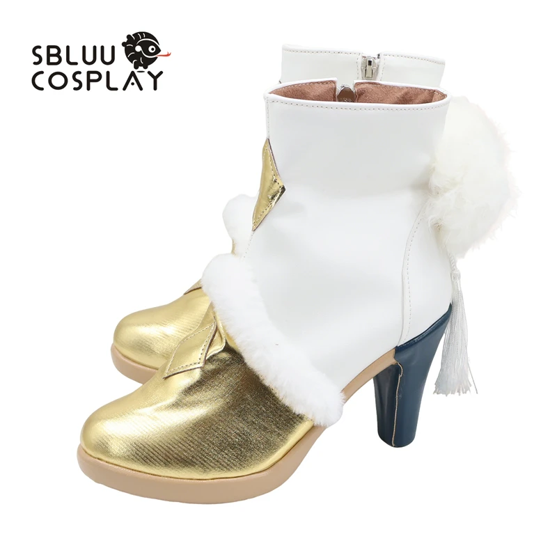 

Обувь для косплея SBluuCosplay Genshin Impact Zibai, белые с золотом, на заказ, для вечеринки на Хэллоуин