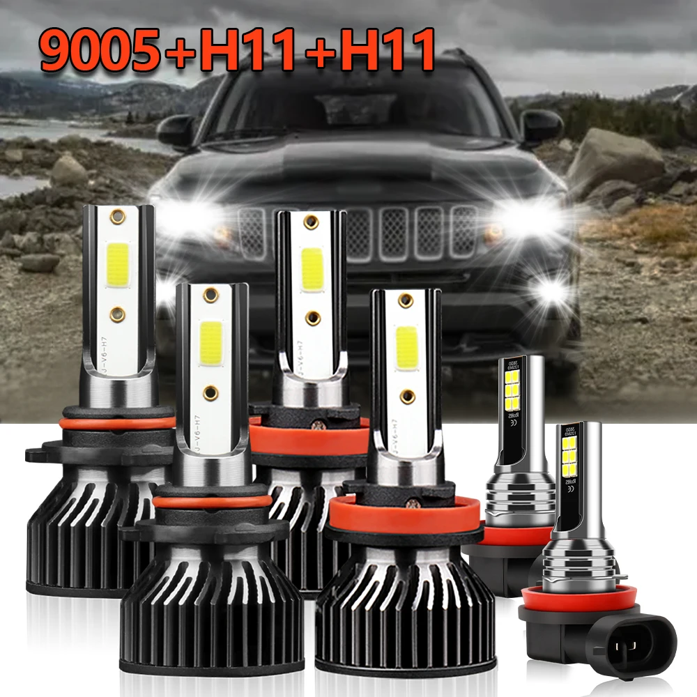 

LSlight Combo Kit LED Headlight High Low Fog Light Bulb White Lamps For Jeep Compass 2014 2015 2016 2017 2018 2019 2020 Headlamp