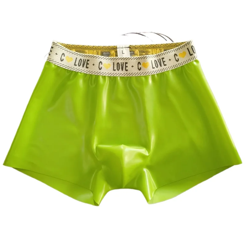 Lateksowe bokserki męskie, seksowne gumowe erotyczne szorty z kieszonką, przezroczysta jedwabista męska bielizna, obcisłe gejowskie majtki, bielizna nocna.