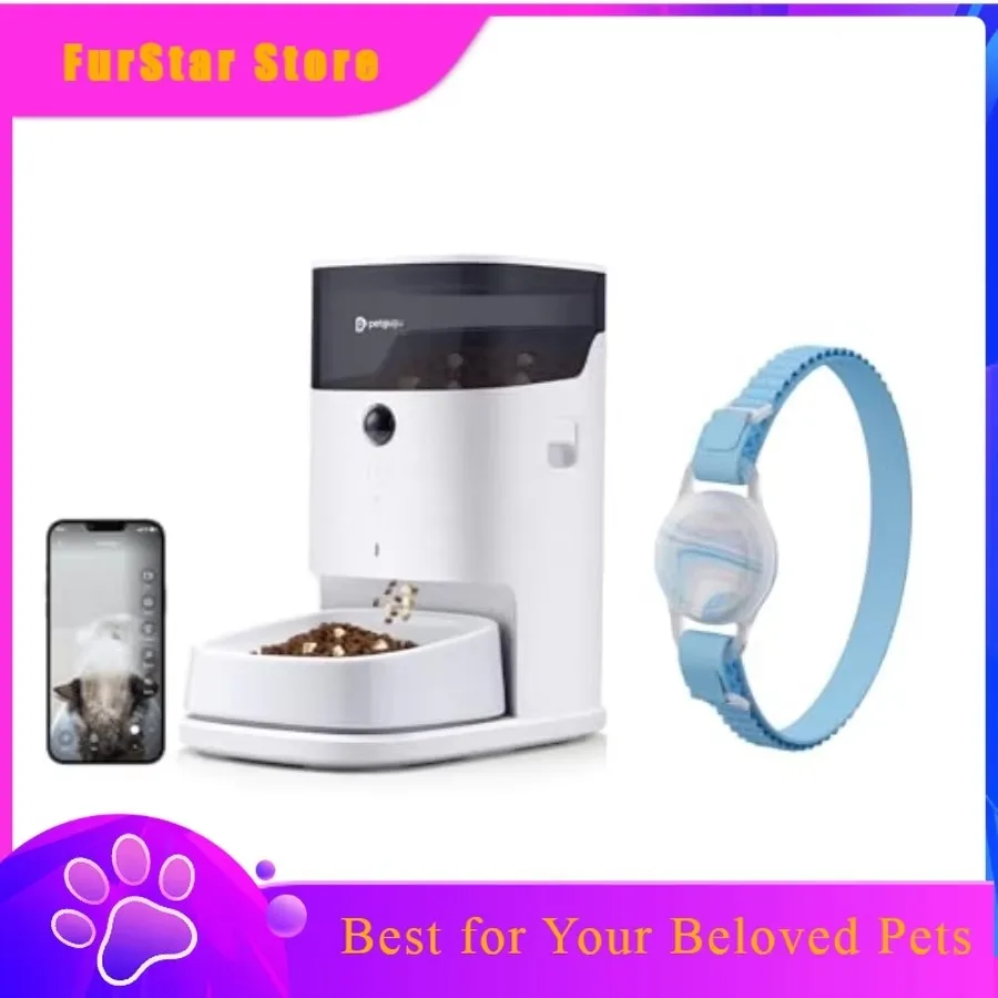 FurStarSmart Automatic Cat Feeder 3.5L With Camera APP Control Voice Bundle With Multi-Cat Identifier PF5 Data Monitoring Person