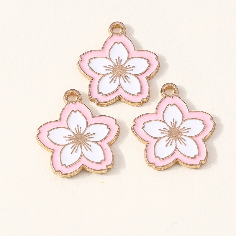 Duarte 20 Teile/los Nette Rosa Farbe Emaille Blume Charms Anhänger für Schmuck Machen DIY Ohrringe Halsketten Armbänder Zubehör – Detail 29