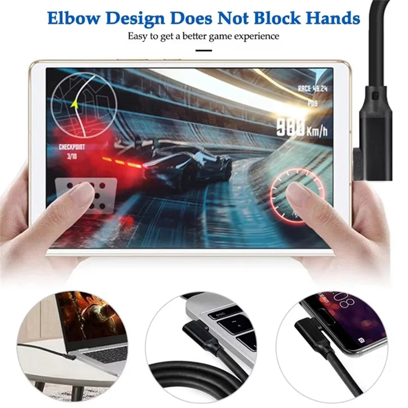 ABGN USB-C Extension Cable 90 Degree Elbow USB 3.2 Gen2, PD 100W, 20Gbps Data Transfer For Monitor Casting,VR 1M