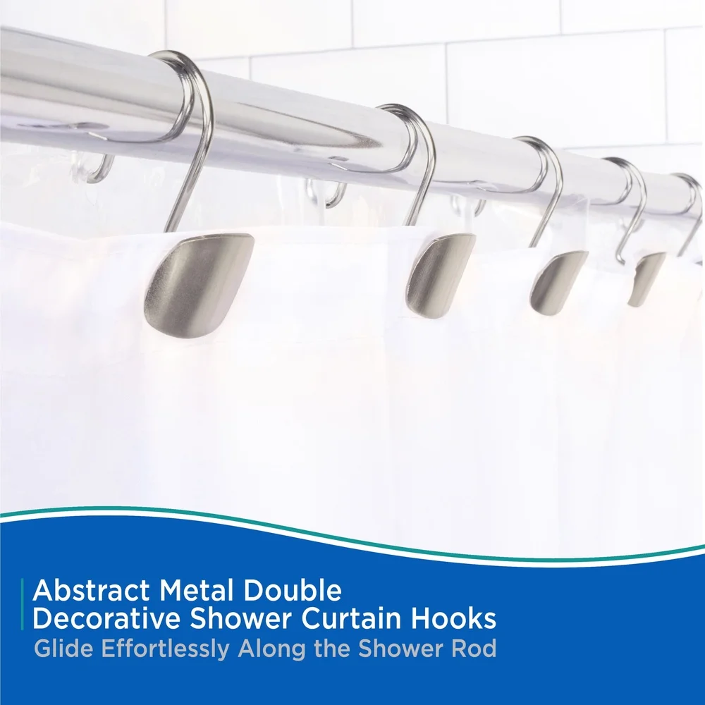 Ganchos para cortina de ducha decorativos dobles de Metal resistente a la oxidación, juego de 12 ganchos para decoración de baño modernos de acero resistente