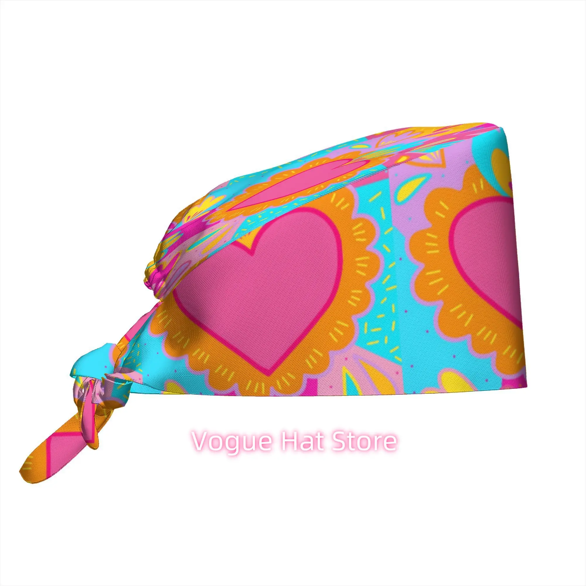 1pc Pink Heart Pop Art Work Hat - Multicolor Abstract Valentine' Day Gift, Unisex Suitable for Lunar New Year & Events, Romantic