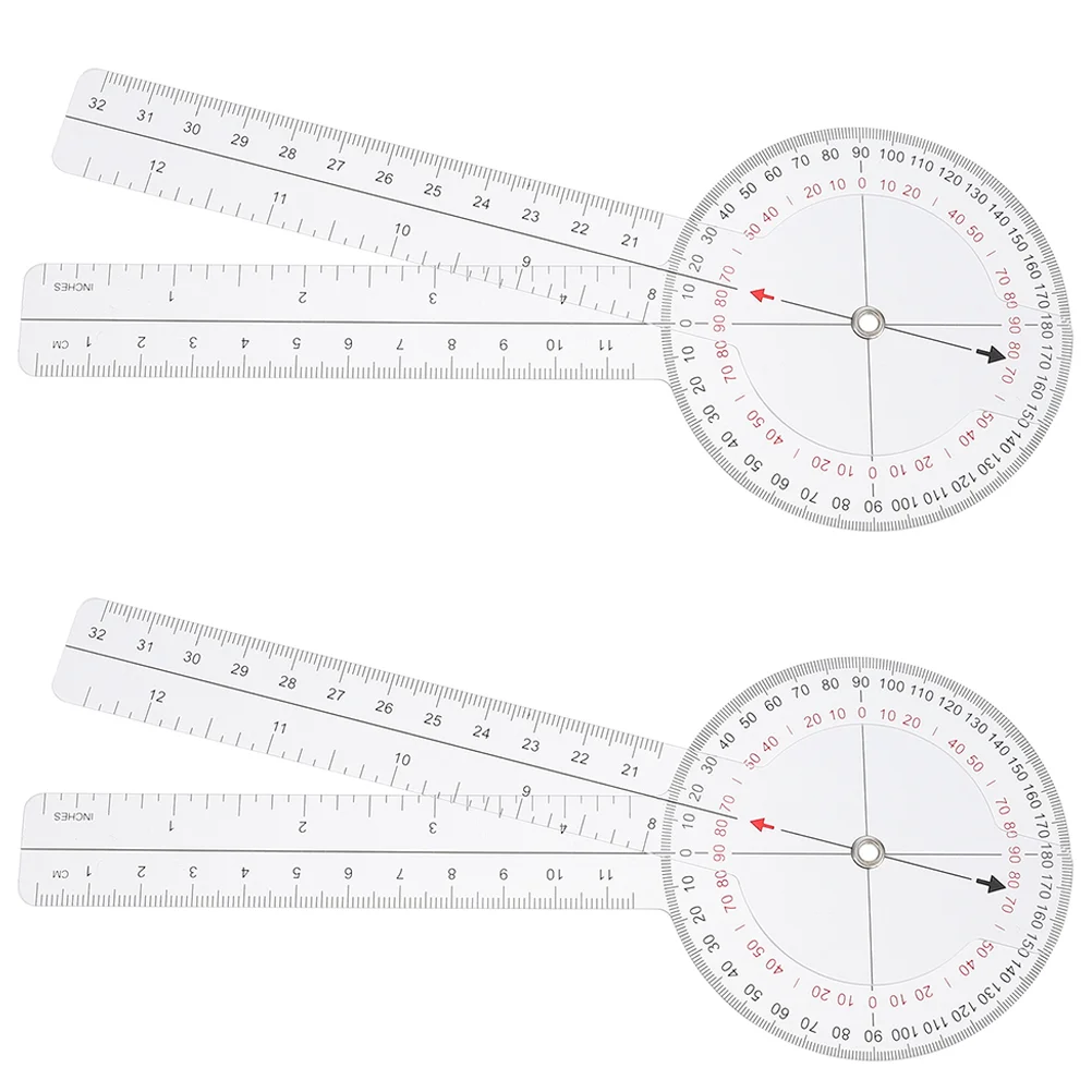 2 Pcs Angle Ruler Finder Clear Protractor Tape Measures Portable Foldable Plastic Goniometer Folding