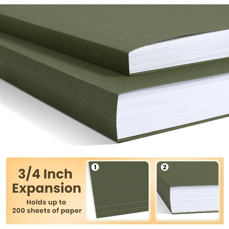 مجلدات ملفات معلقة من SUNEE مكونة من 25 قطعة من مجلدات التعليق المقواة بحجم الحروف مع علامات تبويب 1/5 قطع قابلة للتعديل مثالية لتخزين الملفات الضخمة