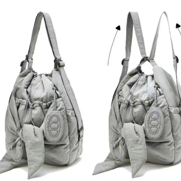 Women Bag Nylon High-Capacity Fashion Casual Backpack Bow Drawstring Shoulder Bag Handbag All-match