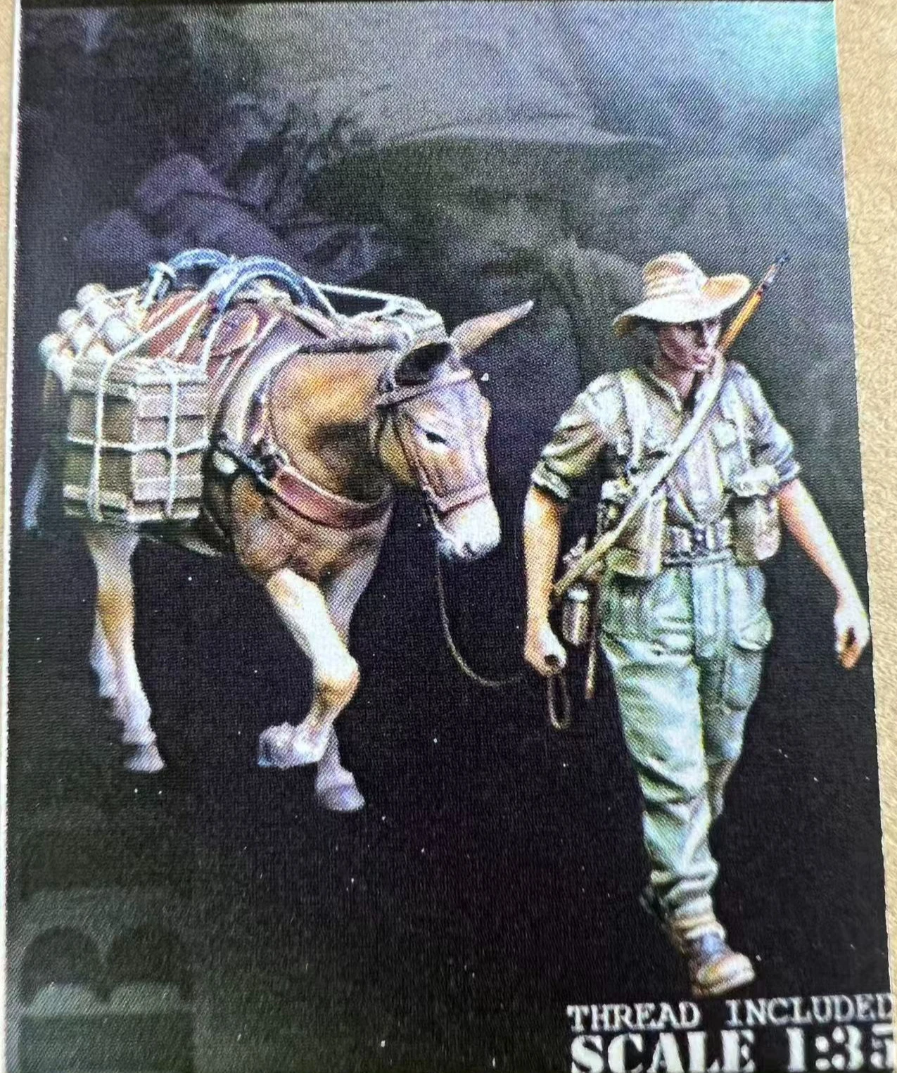 1:35 Model Resin Pasukan Kaki Kuda dan Model Keledai untuk Mengangkut Persediaan Tata Letak Adegan dalam Kondisi Tanpa Cat