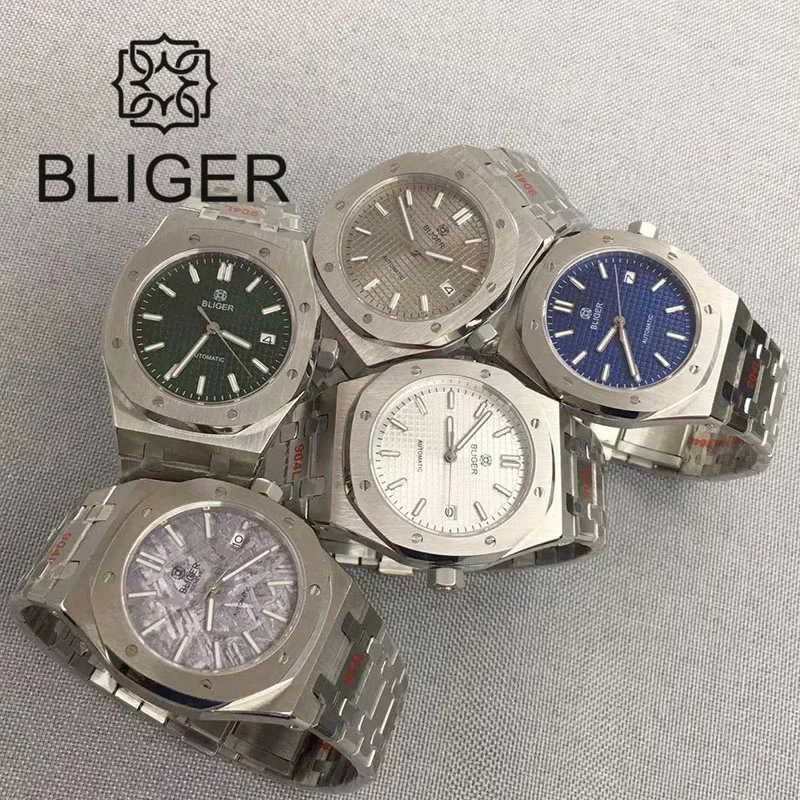 BLIGER 41mm Watch Watch For Men NH35 Automatic Mechanical Watch Luminous Sapphire Glass Stainless Steel Reloj Hombre Waterproof