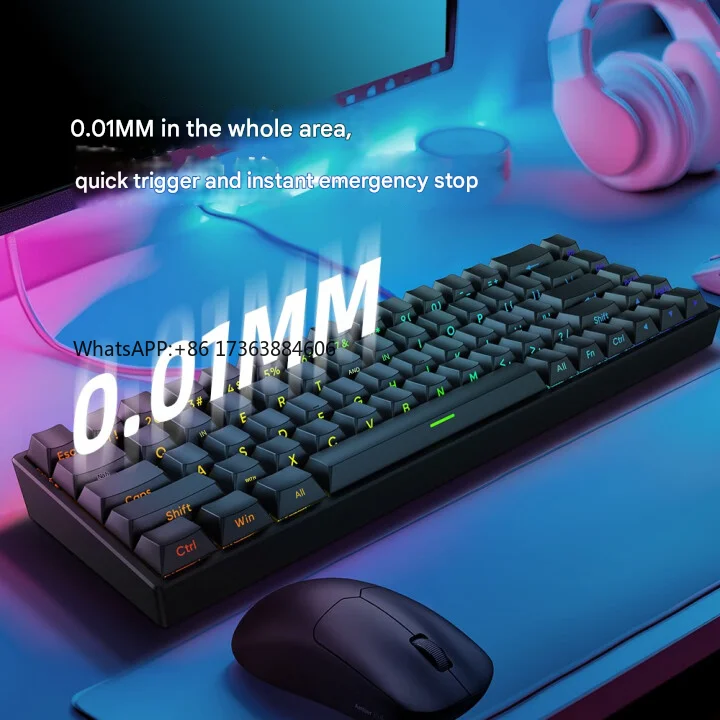 Механическая клавиатура 2026 Supplier Mars68PRO с магнитными переключателями, беспроводная, трехрежимная, без мертвых зон, с RGB-подсветкой, для игр, с точностью 0.01 мм, Socd Keyboard