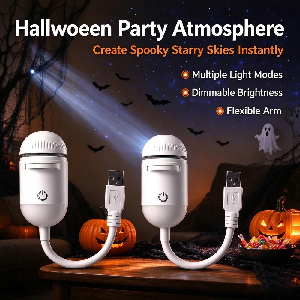 Romantic LED Starry Sky Night Light USB Powered Saturn Galaxy Projector Lamp for Car Roof Party Room Ceiling Decor Plug and Play