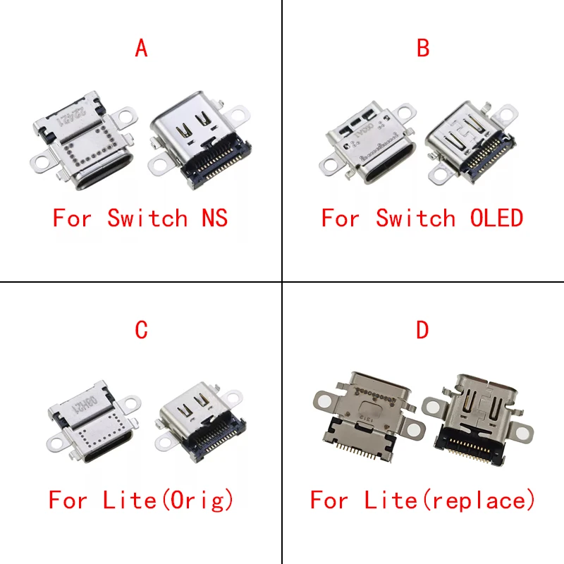 5-10Pcs Type-C USB Charger Connector Charging Port Socket For Nintendo Switch NS Lite OLED Replacement Repair Parts