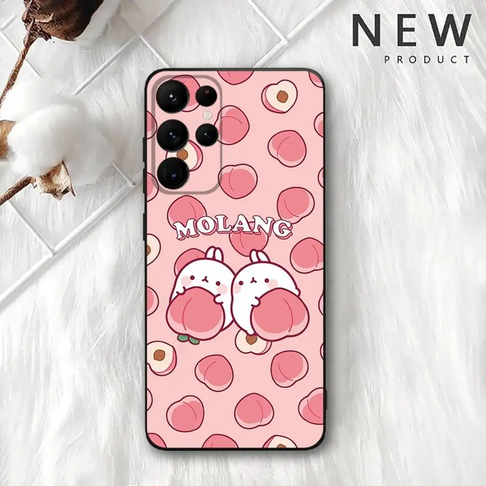 Funda de teléfono M-Molangs de dibujos animados para Samsung S 25,24,23,22,30,21,10,9,Ultra,Plus,Lite,FE,4,5G, funda blanda negra