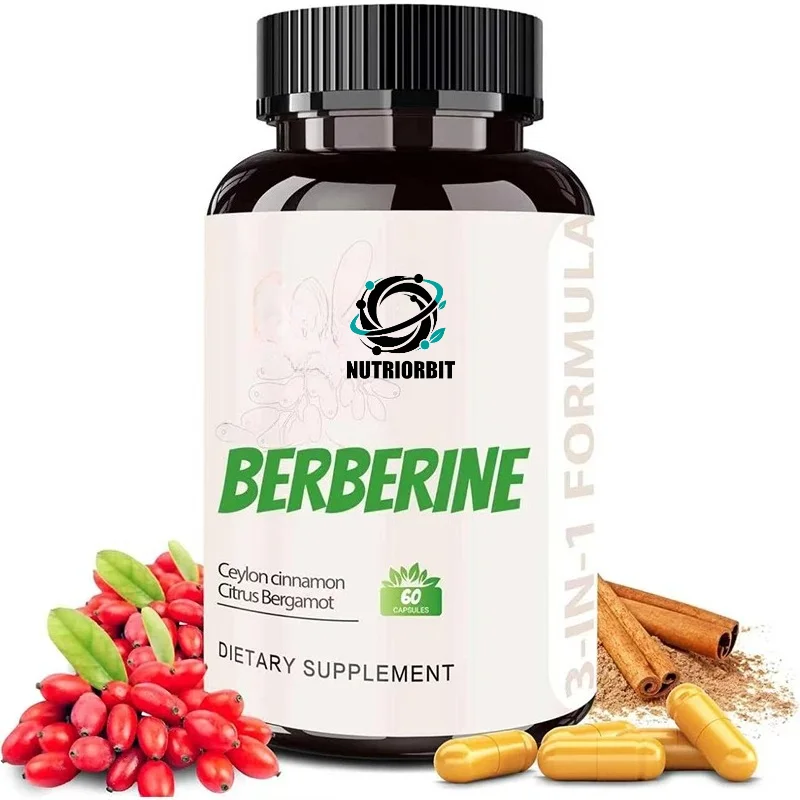 Ceylon Cinnamon and Citrus Bergamot Berberine Salt Supplement, Daily Healthy Plant Formula, 60 Vegan Capsules