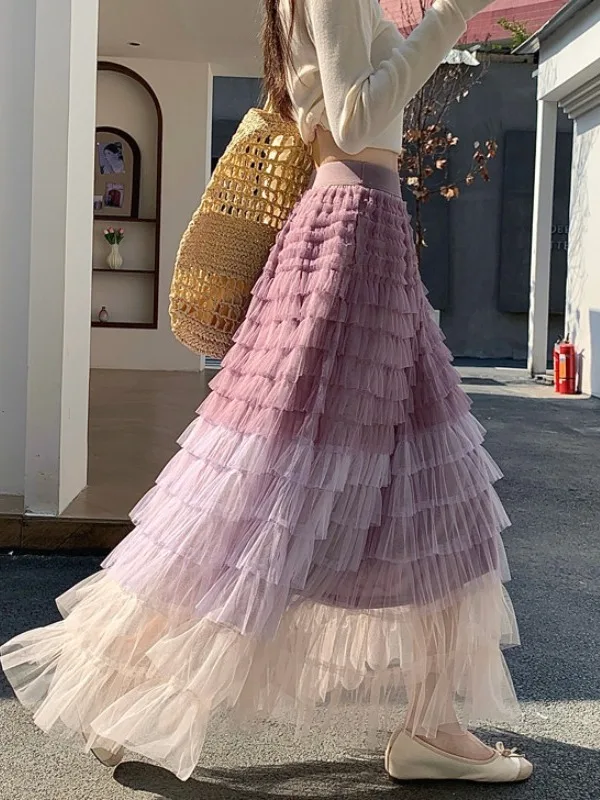 

Женская длинная юбка-макси Ele весна-лето с объемной вышивкой, моделирующая фигуру, универсальная, с широким подолом