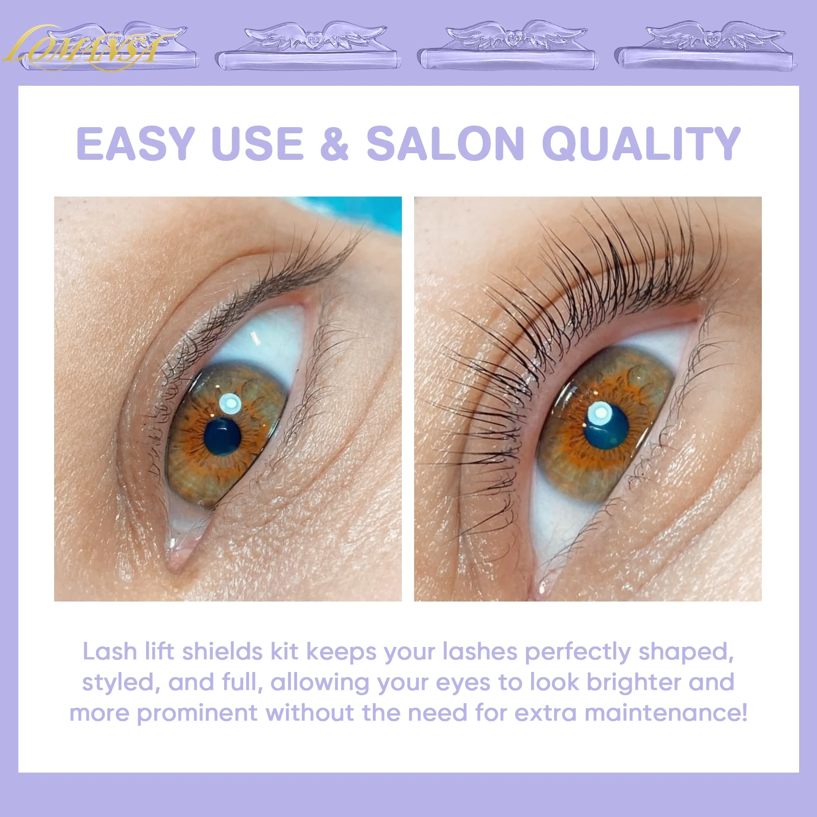 ロマンサ 4ペア Cカール フリーグルー シリコンまつげパーマパッド 粘着性まつげロッドシールド リフティング 3Dまつげアクセサリー メイクアップツール