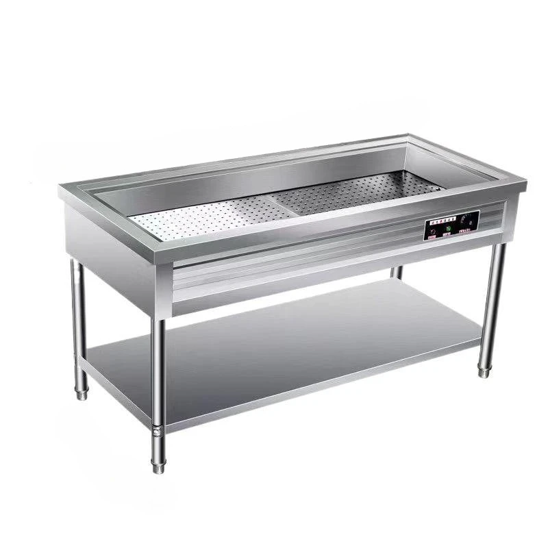 

Fast food insulation table Steaming Taiwanese stainless steel insulation electric heating heating table Commercial restaurant