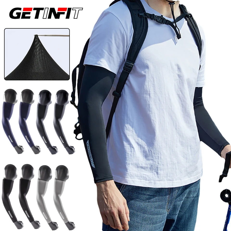 

GETINFIT 1Pair Summer UV Protection Sleeve Thin Ice Silk Breathable Ice Sleeve Outdoor Cycling Driving Sun Protection Arm Sleeve
