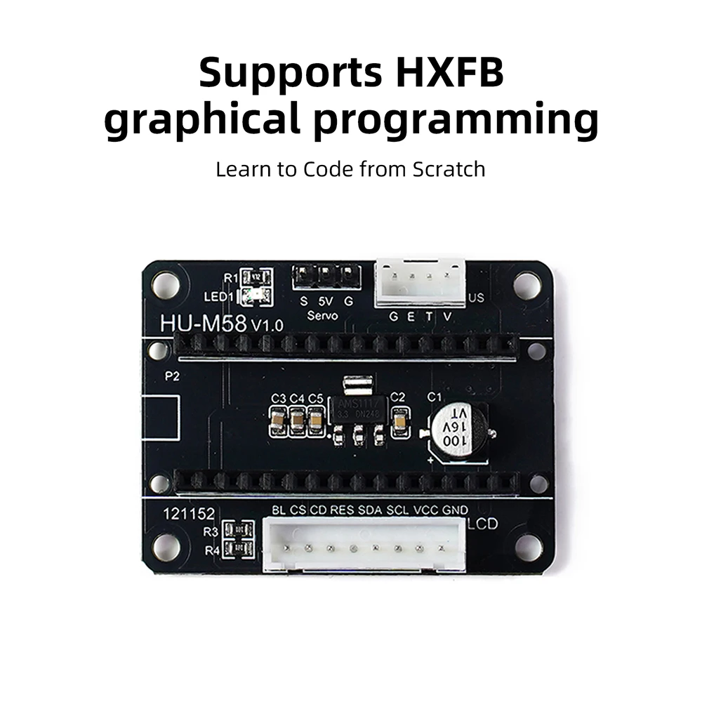DC 5V Ultrasonic Radar Scanner DIY Kit HXFB Graphical Programming Core Board 0-180 Servo Scanning LCD Real-time Display