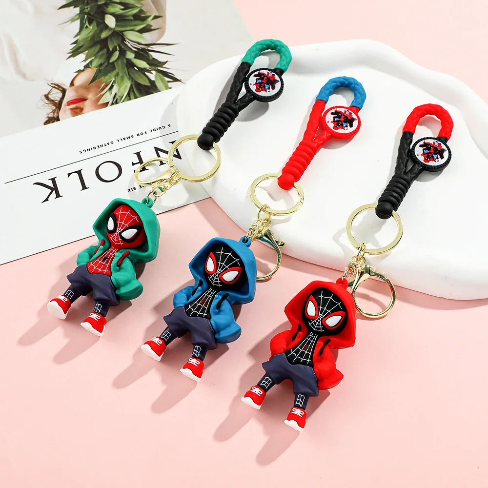 Disney Cartoon Spider-Man Hoodies Design Car Keychain Bag Charm Key Ring Car Keyring Decorative Motorcycle Keychain Accessories view 2