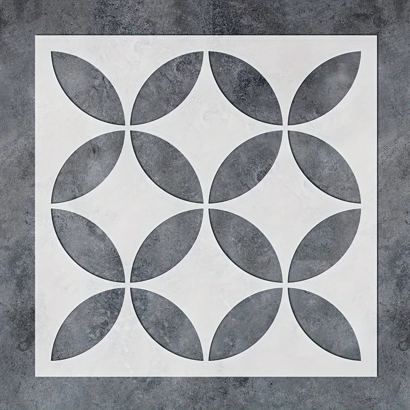 2pc12in/30cm 기하학적 원형 벽 장식 스텐실 |   재사용 가능 |   DIY 에어브러시 페인트 |   현대적인 미니멀리스트 스타일 |   바닥 타일 템플릿