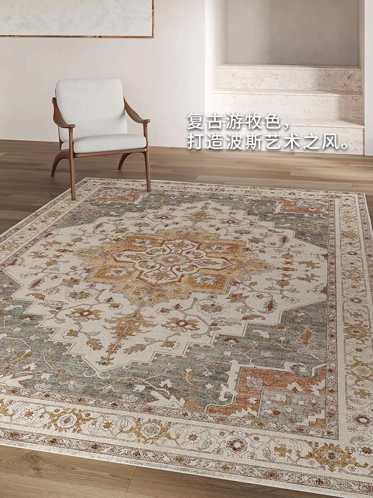 Persian Vintage Carpet for Living Room Morocco Nordic Bedroom Mat Non-Slip Sofa Table Bedside Area Rugs Ethnic Retro Rug Home