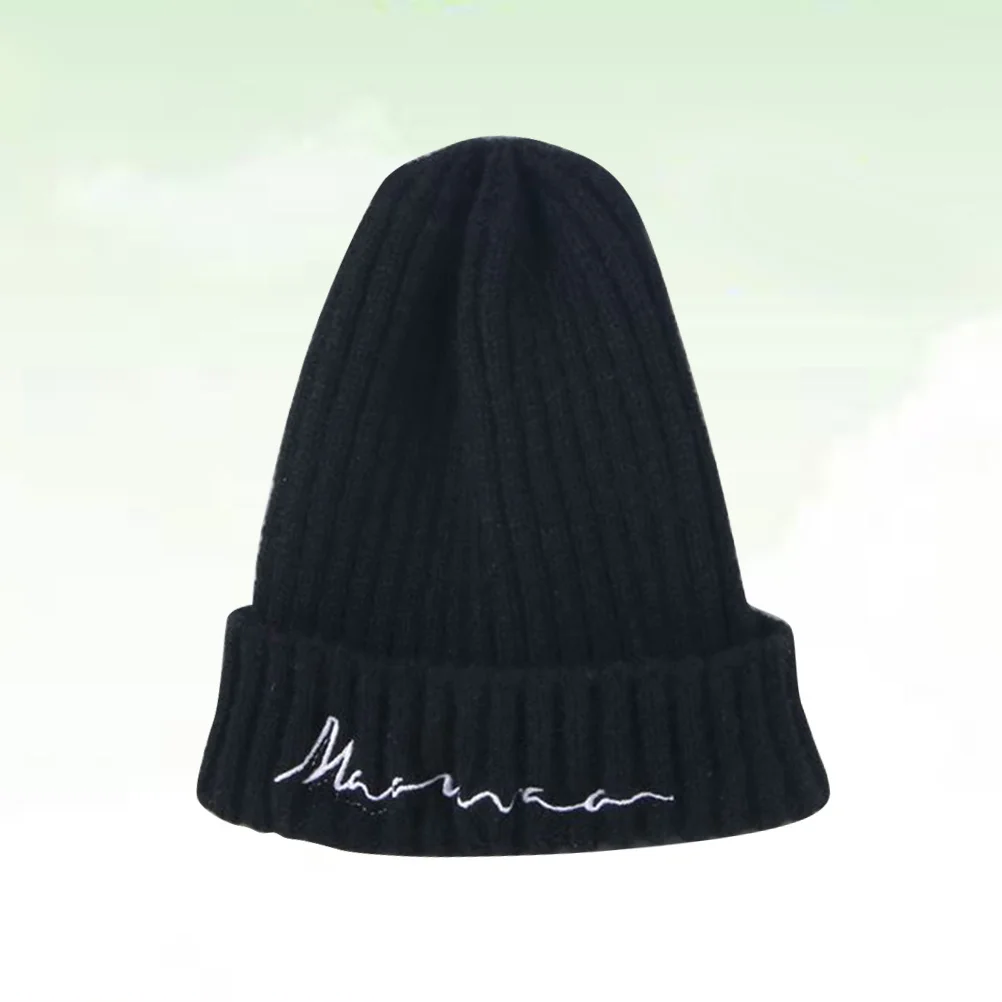 Topi Rajut Wol Hitam Musim Dingin untuk Anak-anak, Beanie Hangat, Penutup Kepala Lembut, Topi Kasual, Hadiah Sempurna untuk Anak Perempuan, Topi Wol Kreatif