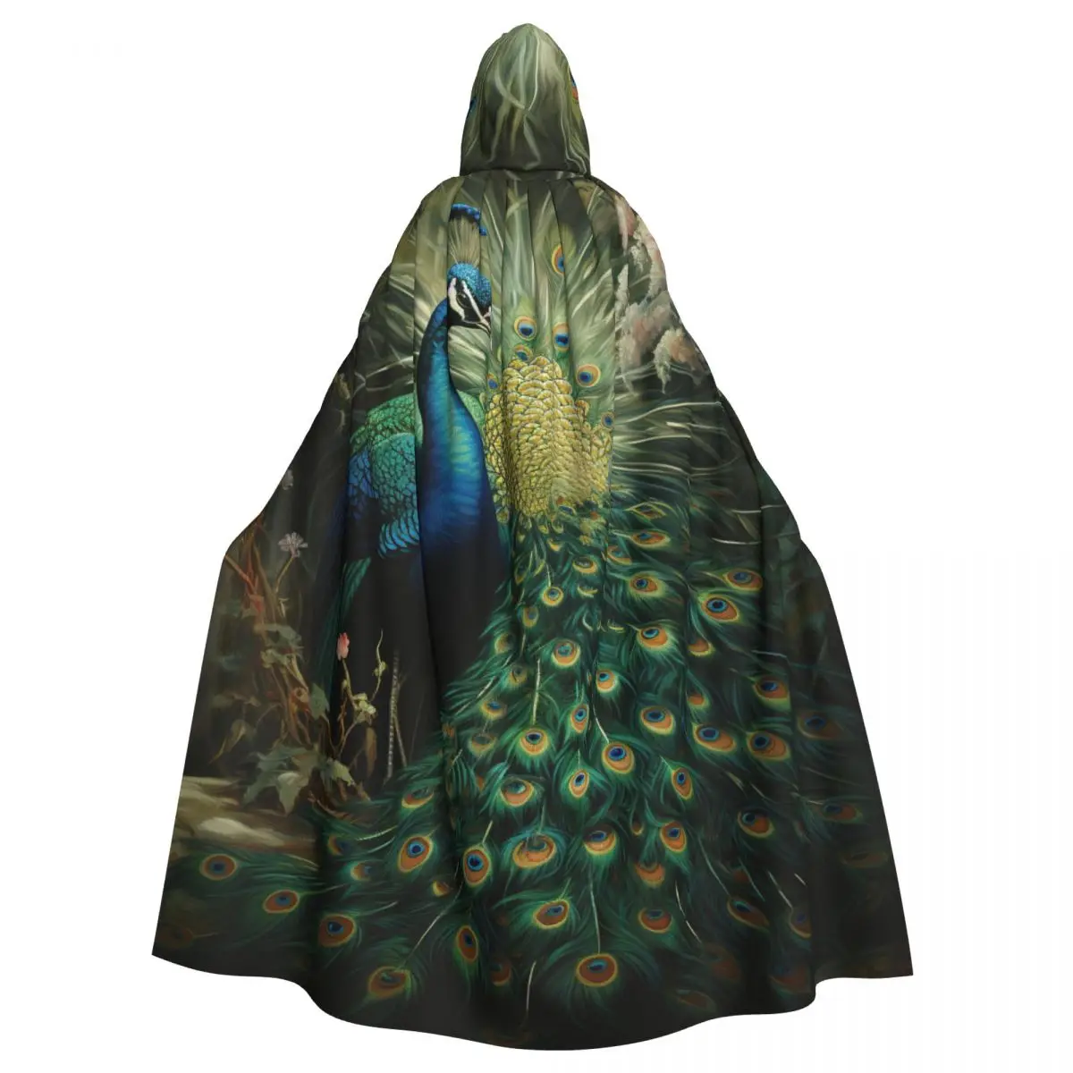 

Cosplay Medieval Costumes Peacock With Colorful Feathers In The Forest Hooded Cloak Capes Long Robes Jackets Coat Carnival