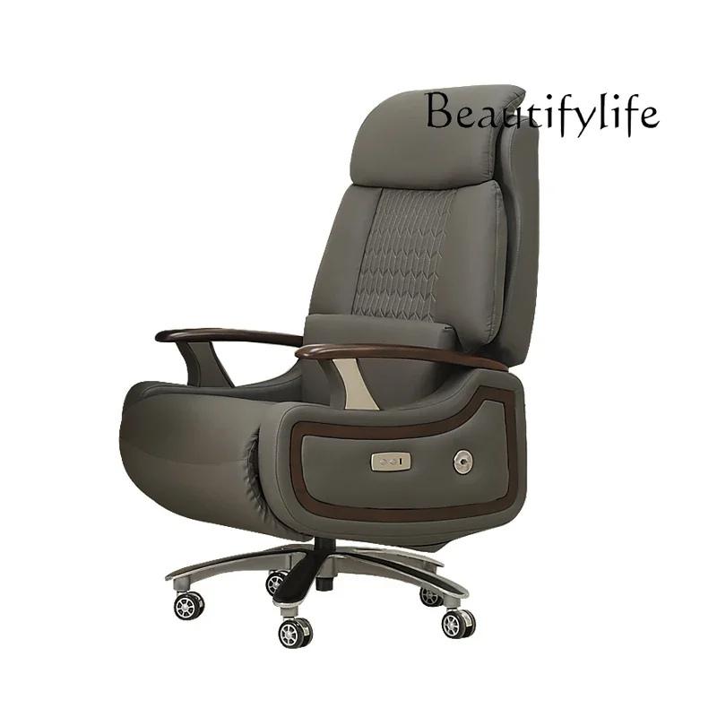 Y Ebony Electric Office Chair Comfortable Reclining Leather Home Computer Chair Massage Boss Chair