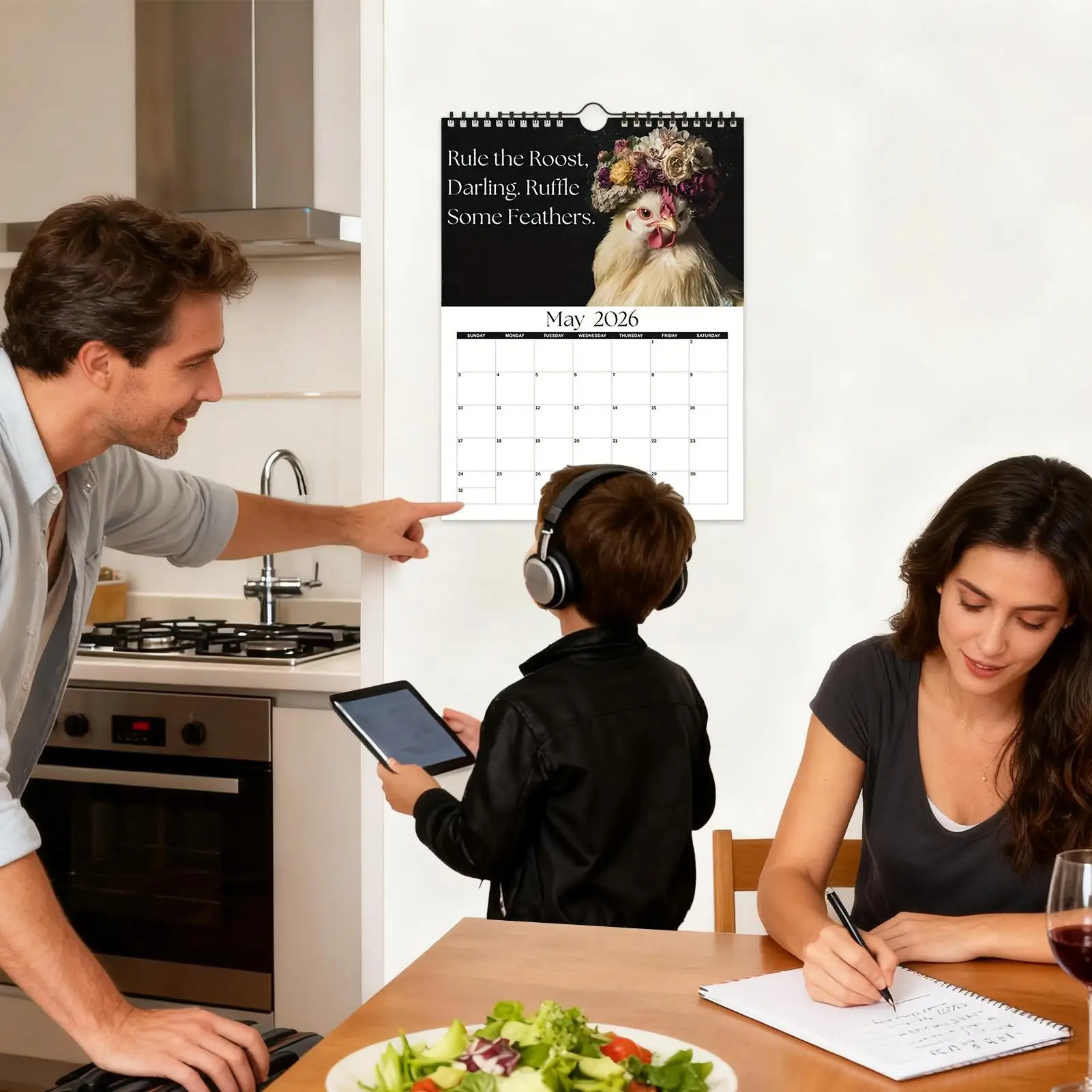 

2026 Calendar Hen-Themed Monthly Agenda Planner Funny Calendar 2026 for Bedroom School Traveling Work Apartment Dormitory Hotel