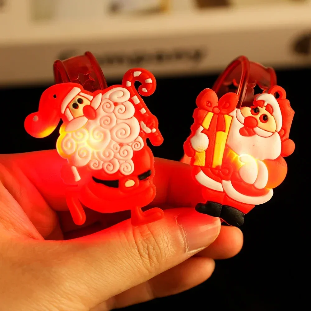 Christmas Party Bracelet Toys LED Luminous Cartoon Santa Snow Wrist Bands Games Kids Child Creative Flashing Lights Favor Gifts