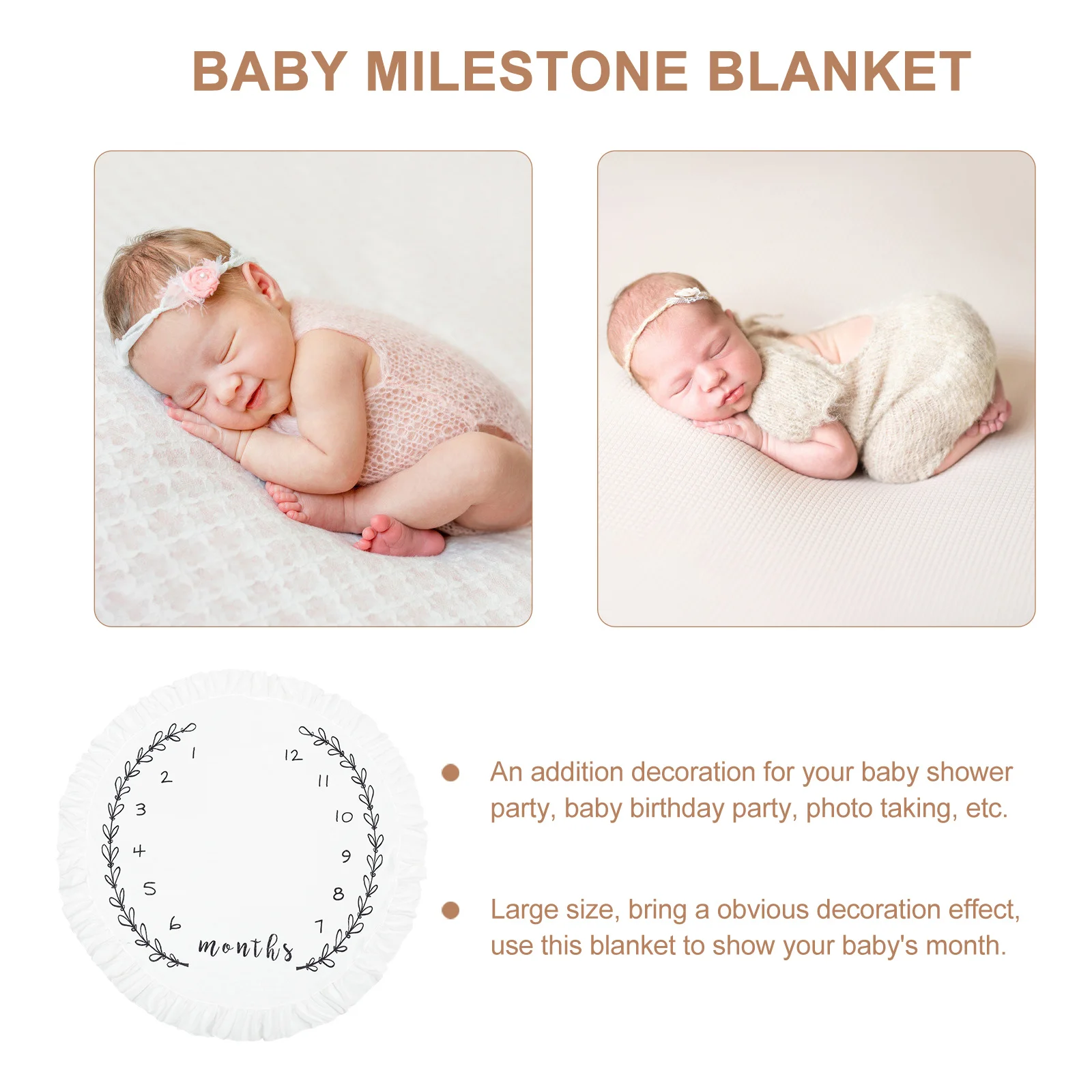 

Newborn Blanket Large Baby Photo Background Monthly Infant Photo Prop Decor Washable Foldable Reusable