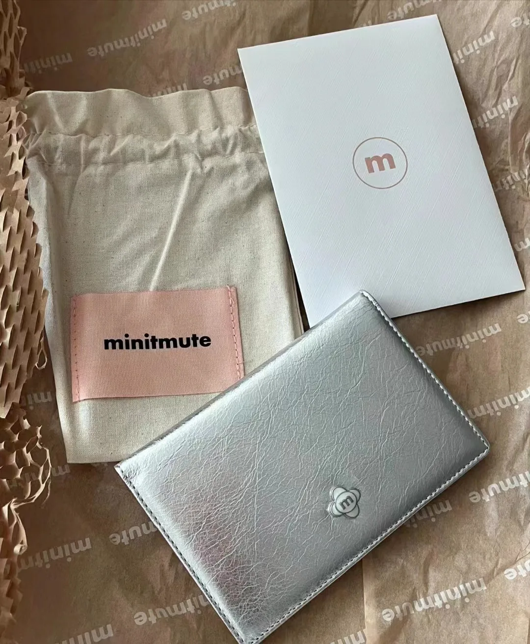 Korean niche passport holder cowhide solid color document holder card bag long handheld