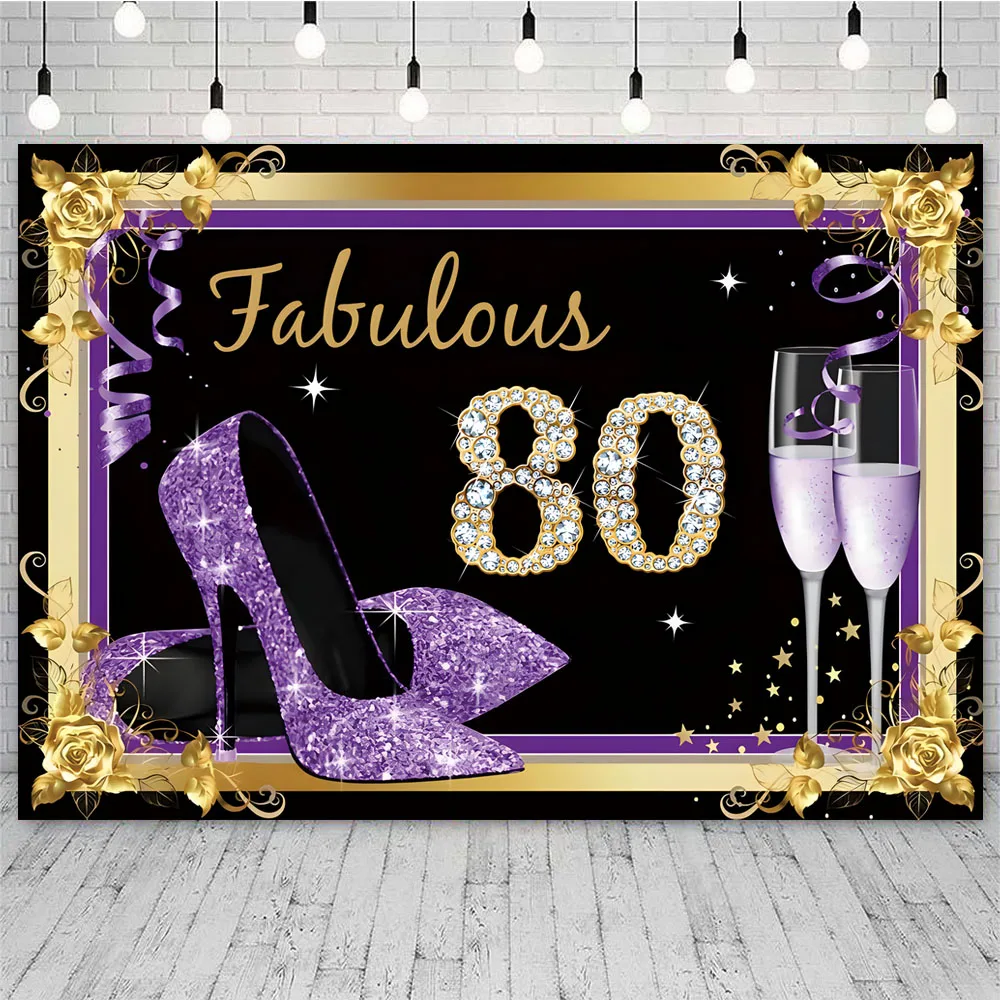 Happy 80th Birthday Background Golden Crown uomo donna 80 anni festa di compleanno foto personalizzata sfondo Photocall puntelli Banner