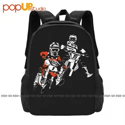 Father Son Motocross Dirt Bike Kids Backpack Large Capacity Travel Portable Gym Tote Bag School Sport Bag