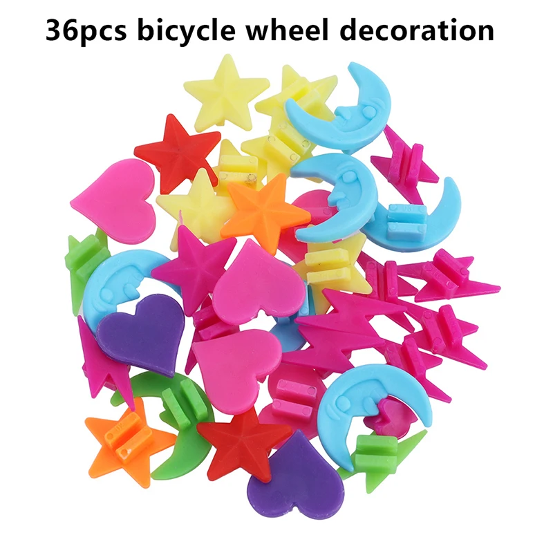 36Pcs Colorful Decorations Clips for Kids Bike Multi Color Plastic Bicycle Wheel Spoke Beads Children Kid Gifts Bike Accessories