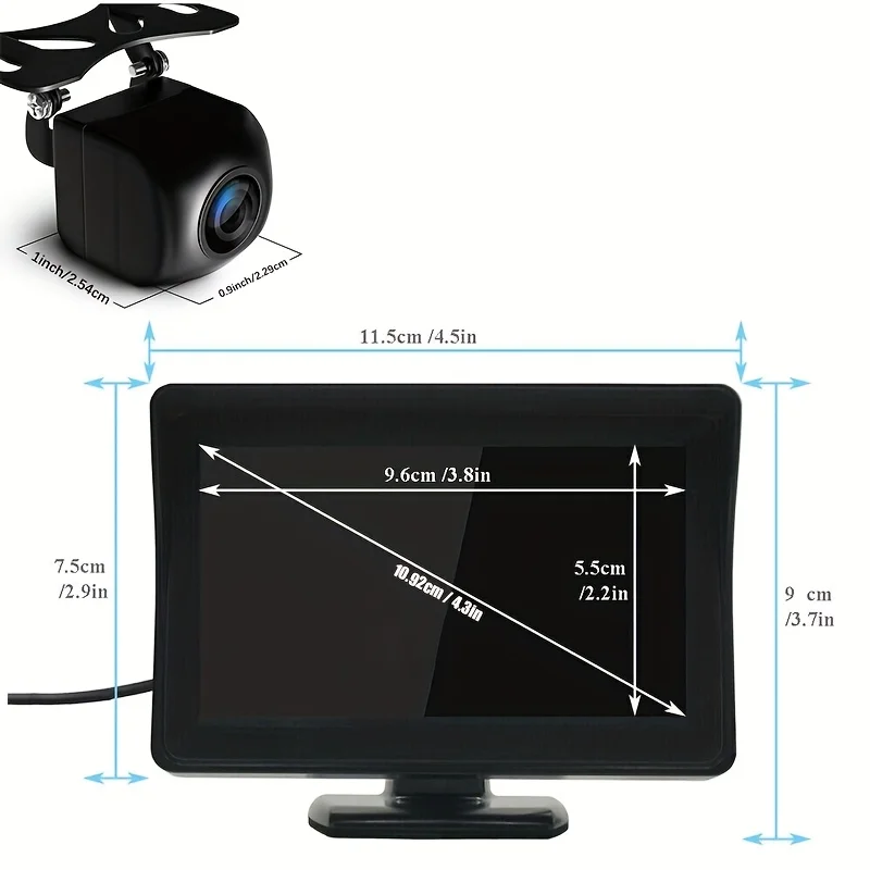 10.92cm HD Monitor Car Backup Reverse Camera Rear View Parking System for Reversing Parking SUV Pickup Camper Tractor RV etc.